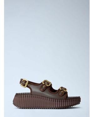 Chloé Nama Wedge Sandals - White