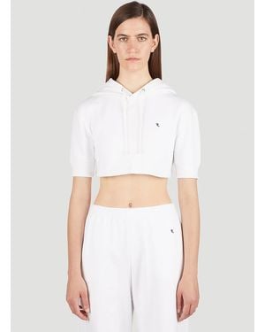 Raf Simons Cropped Hooded Sweatshirt - White