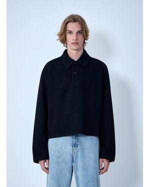 Rier Wool Blend Polo Sweater - Blue
