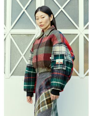 Rave Review Simone Tartan Cropped Bomber Jacket - Green