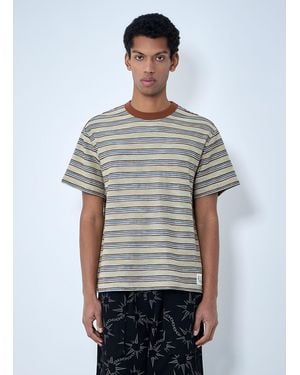 Brain Dead Striped Crewneck T-Shirt - Grey