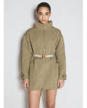 Prada Half-Zip Long Sleeve Dress - Green