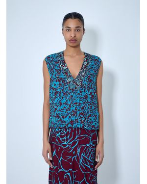 Dries Van Noten Embellished V-Neck Sleeveless Top - Blue