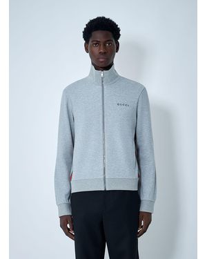 Gucci Web Motif Zip-Up Sweatshirt - Blue