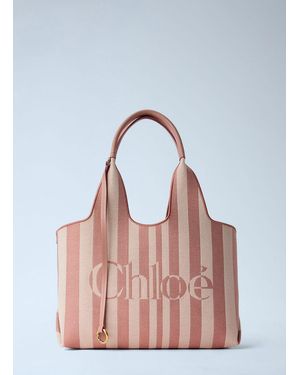Chloé Stripy East-West Tote Bag - Pink