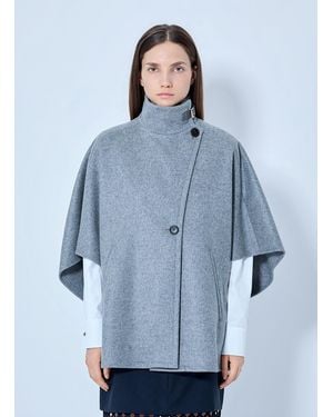 Max Mara Asymmetric Wool Cape - Blue