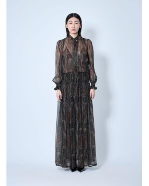 Saint Laurent Lavalliã¨Re Paisley Silk Crepon Maxi Dress - Blue