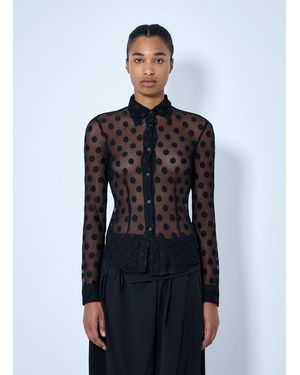 Dries Van Noten Polka-Dot Cotton-Blend Tulle Shirt - Blue