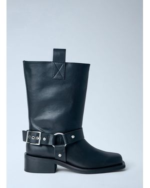 Ganni Mid Shaft Biker Boots - Blue