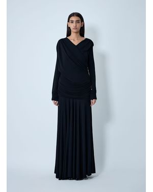 Ganni Ruched Maxi Dress - Blue