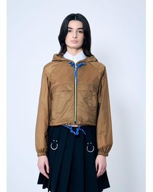 Prada Re-Nylon Hooded Jacket With Contrast Trims - Blue