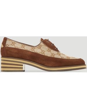 Gucci Canvas Gg Heeled Pump - Brown