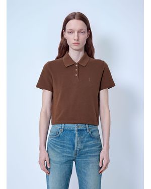 Saint Laurent Cassandre Cropped Polo Shirt - Blue