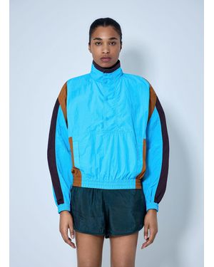 Saint Laurent High-Neck Windbreaker Jacket - Blue