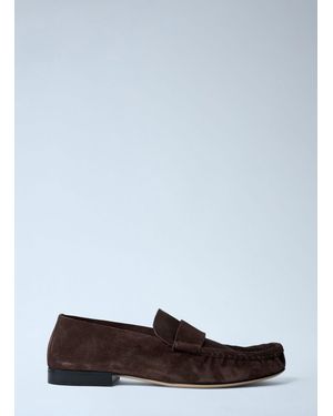 The Row Suede Soft Loafers - White