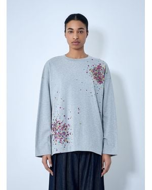Dries Van Noten Embellished Cotton Jersey Top - Blue