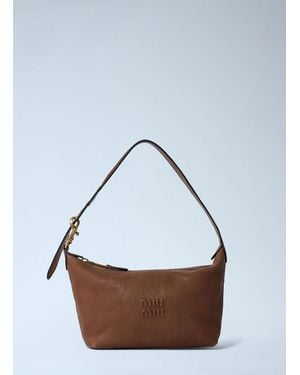 Miu Miu Leather Logo Motif Shoulder Bag - White