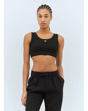 Prada Jersey Crop Top - Black