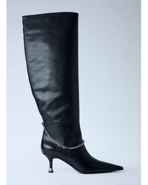 Alexander Wang Chain Detail Knee-High Leather Boots - Blue