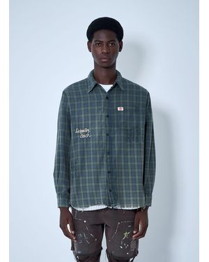 PALY Distressed Flannel Shirt - Blue