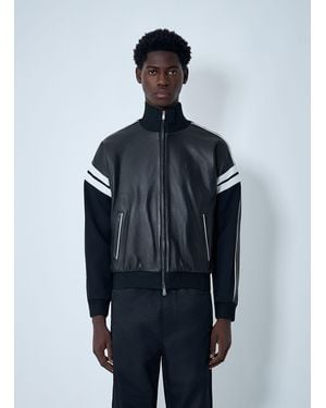 Wales Bonner Leather Logo Motif Bomber Jacket - Blue