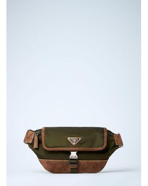 Prada Re-Nylon And Suede Belt Bag - Green
