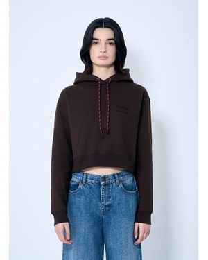 Miu Miu Logo Motif Hooded Sweatshirt - Blue