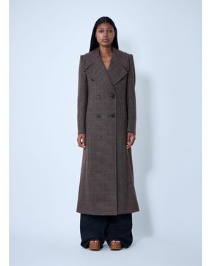 Chloé Double-Breasted Check Wool Coat - Blue