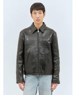 Acne Studios Leather Zip-Up Jacket - Grey