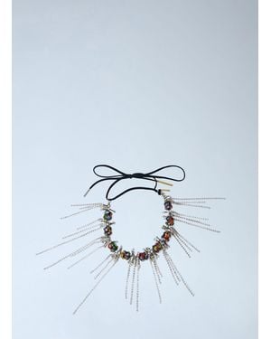 Dries Van Noten Chain Embellished Collar Necklace - Blue
