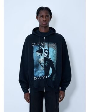 Vetements Cof Cut-Up Zip-Up Hooded Sweatshirt - Blue