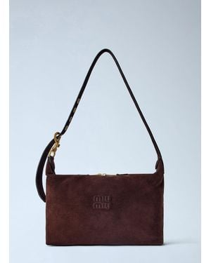 Miu Miu Spirit Suede Handbag - Brown