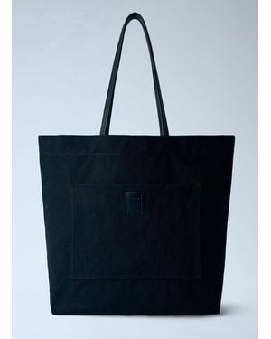 The Row Tori Leather-Trimmed Canvas Tote Bag - Blue