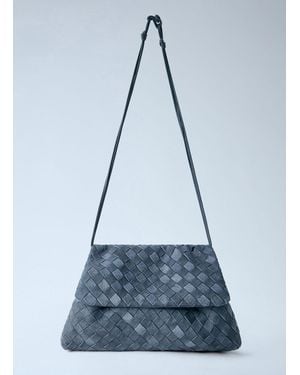 Bottega Veneta Giorno Suede Shoulder Bag - Blue