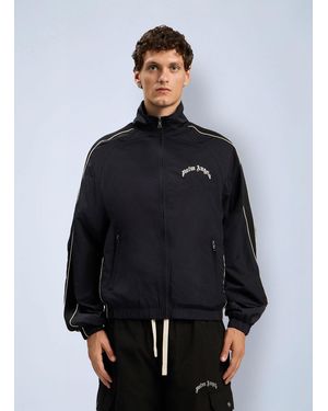 Palm Angels Curved Logo Vintage Track Windbreaker - Blue