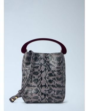 Dries Van Noten Snake-Embossed Leather Top Handle Bag - Blue