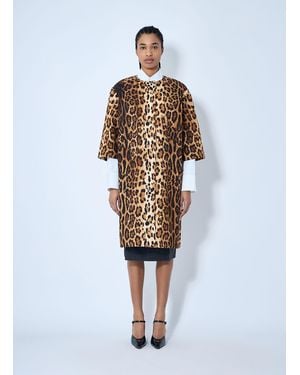 Prada Single-Breasted Leopard Print Drill Coat - White
