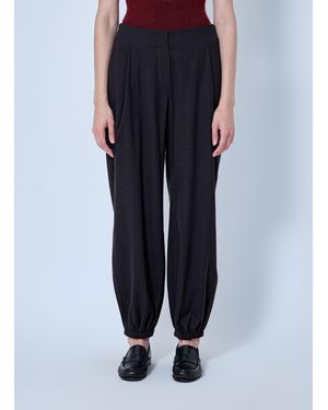 Max Mara Pleated Elasticated Ankle Pants - Blue