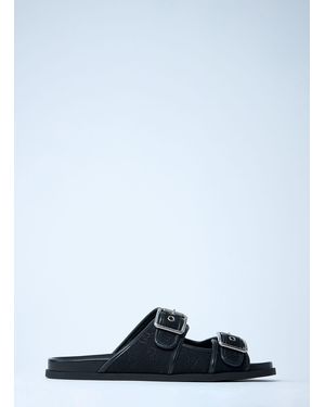 Gucci Gg Slide Sandals With Buckles - Black