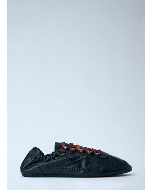 Prada Collapse Antiqued Nappa Leather Trainers - Blue