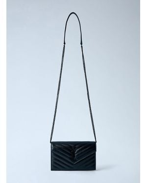 Saint Laurent Cassandre Envelope Chain Wallet - Blue