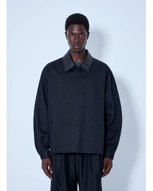 Ssstein Sulfur Dyed Brush Chino Zip Jacket - Blue
