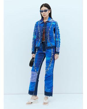 PAULA CANOVAS DEL VAS Mesh Construction Denim Jeans - Blue