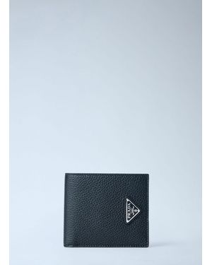 Prada Textured Leather Card Holder - Blue