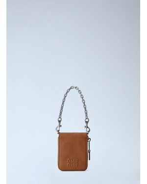 Miu Miu Logo-embossed Chain-strap Wallet - Blue