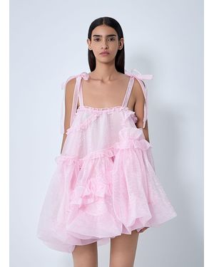 Cecilie Bahnsen Ruffle Trim Midi Dress - Pink