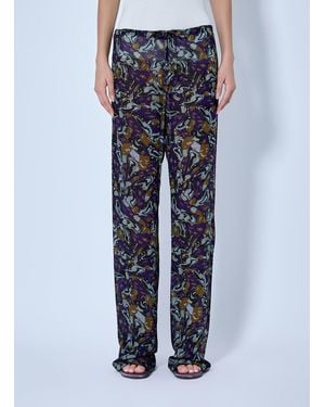 Dries Van Noten Pachas Printed Silk Straight Trousers - Blue