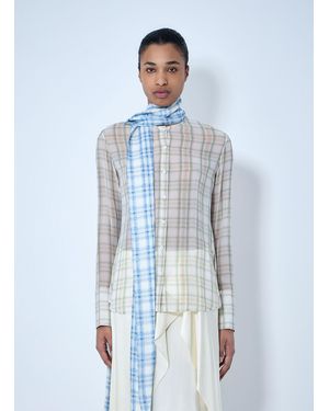Acne Studios Plaid Sheer Button-Down Blouse - Blue