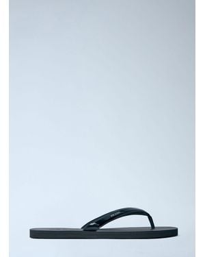 Prada Logo-Embossed Leather Flip-Flop Sandals - Blue