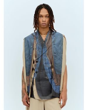 Comme des Garçons Printed Double-Breasted Blazer - Blue
